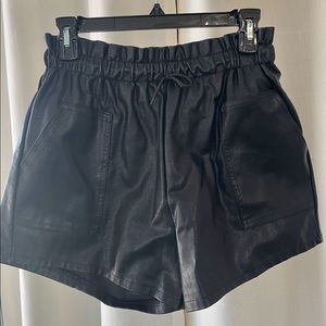 Faux leather, paper-bag shorts
